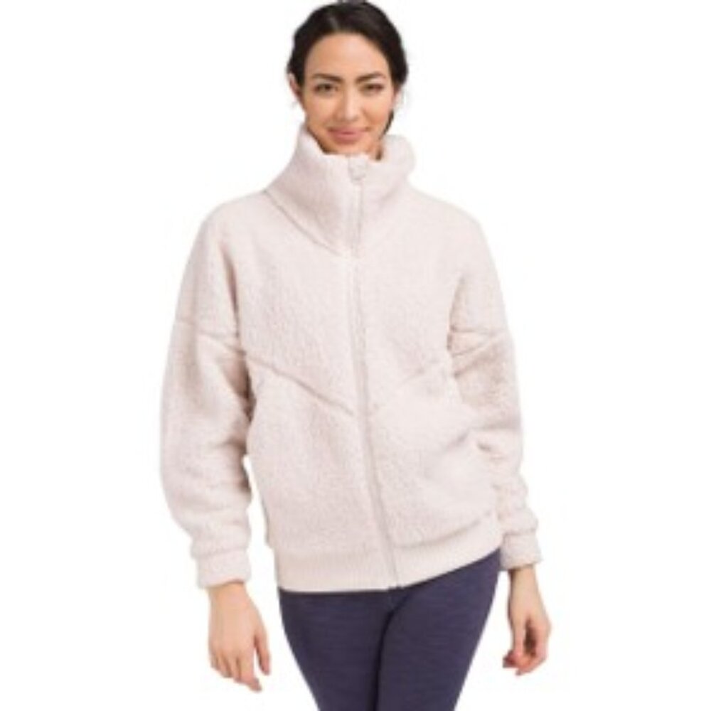 Women's PrAna Permafrost Plush Cozy Fleece Full Zip Jacket Ivory Size Small EUC - Picture 6 of 9
